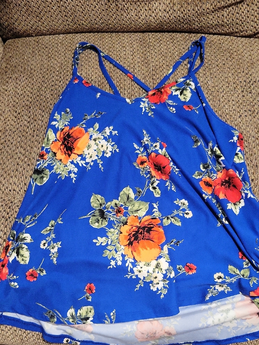 Papermoon Royal Blue Floral Strappy Tank Top